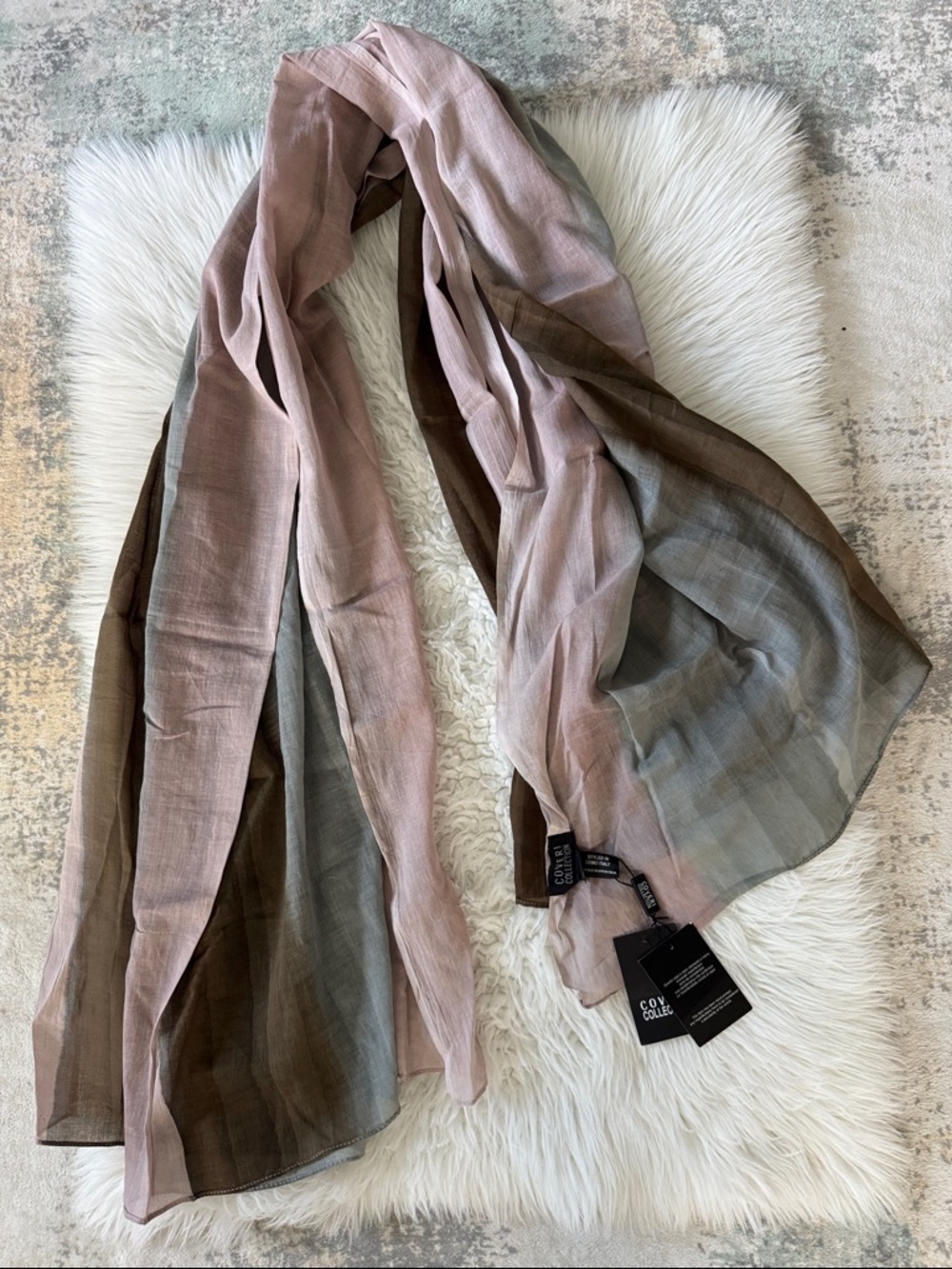 Ombre Lightweight Sheer Scarf in Blush, Taupe & Gray